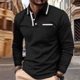 thumbnail image 3 of QIPOPIQ Polo pour Homme à Manches Longues Mode Col à Rayures Diagonales T-Shirt Classique Décontracté Liquidation, 3 of 10