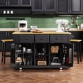 thumbnail image 2 of 53 Inch Large Kitchen Island with Drop Leaf, Power Outlet, Storage and Rolling Wheels for Kitchen Dining Room  (Not include bar stools), 2 of 10