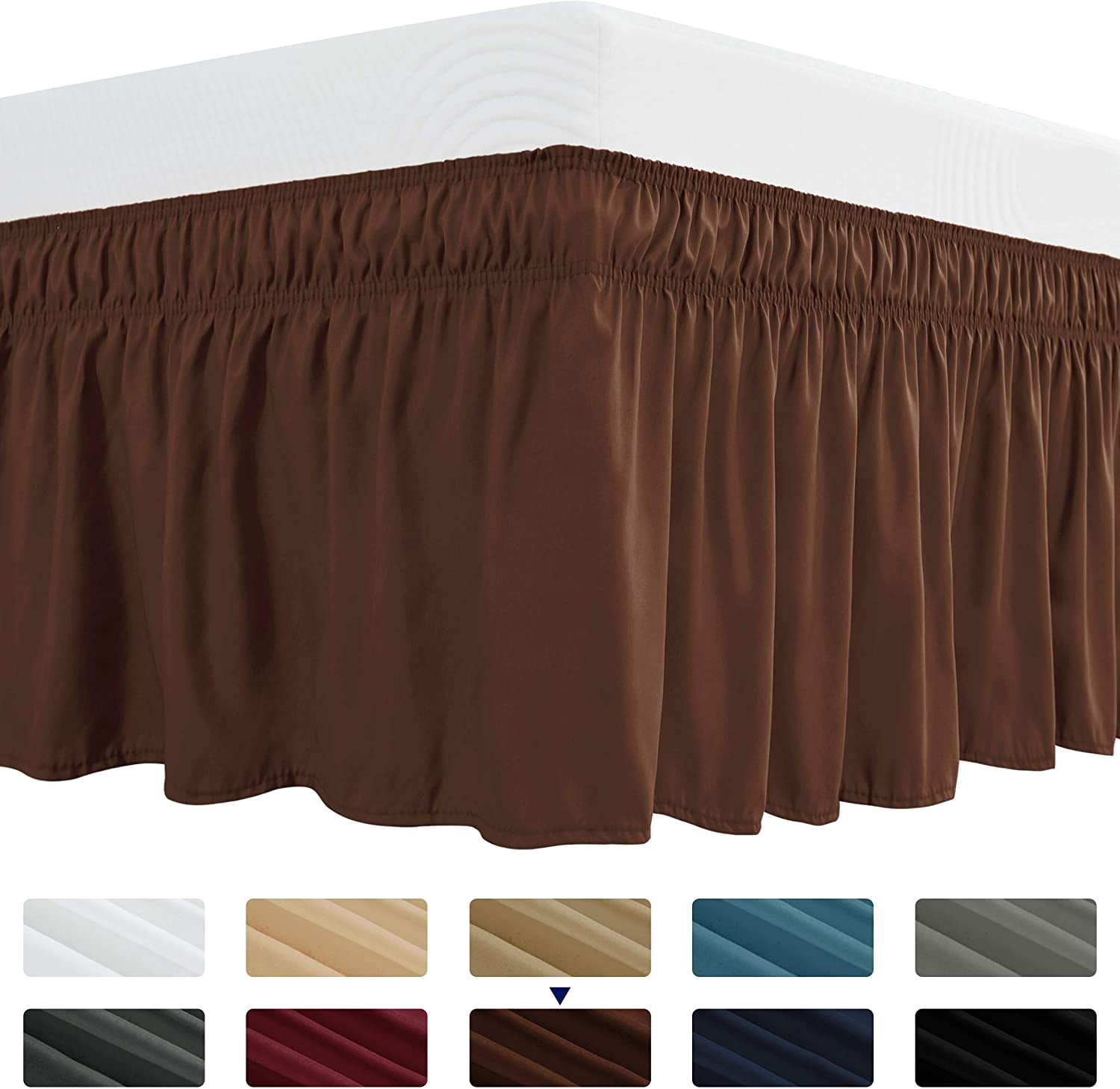 Subrtex Easy Fit Bed Skirts , Wrap Around Dust Ruffle with Long Tailored Drop