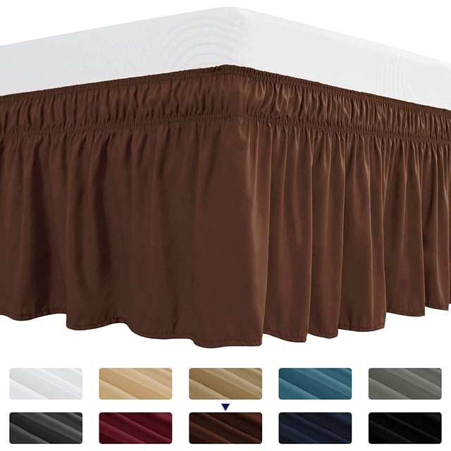 Subrtex Easy Fit Bed Skirts , Wrap Around Dust Ruffle with Long Tailored Drop