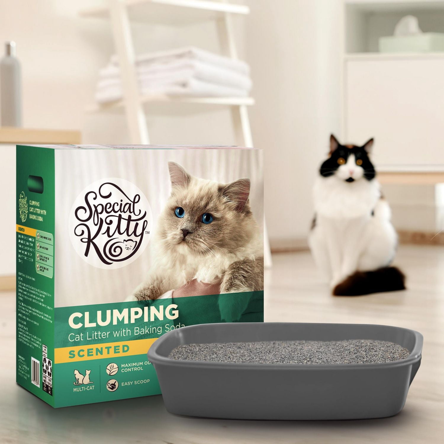 Special Kitty Litière Agglomérante pour Chats Parfumée avec Bicarbonate de Soude 18kg
