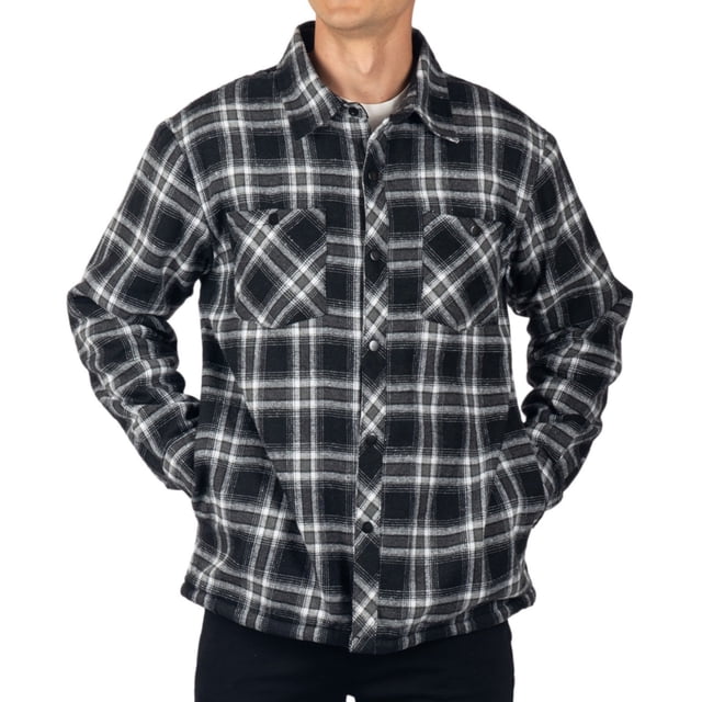 Alpine Swiss Josh Mens Fleece Flannel Jacket Warm Snap Button Plaid Shacket