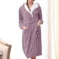 thumbnail image 2 of Timegard Women's Sleepwear Hooded Robe Comfy Soft Plush Bathrobe Fall Winter Warm Nightgowns with Pockets, 2 of 3