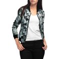 thumbnail image 1 of INSPIRE CHIC Women Long Sleeves Stand Collar Zip Up Floral Bomber Jacket Gray S, 1 of 1