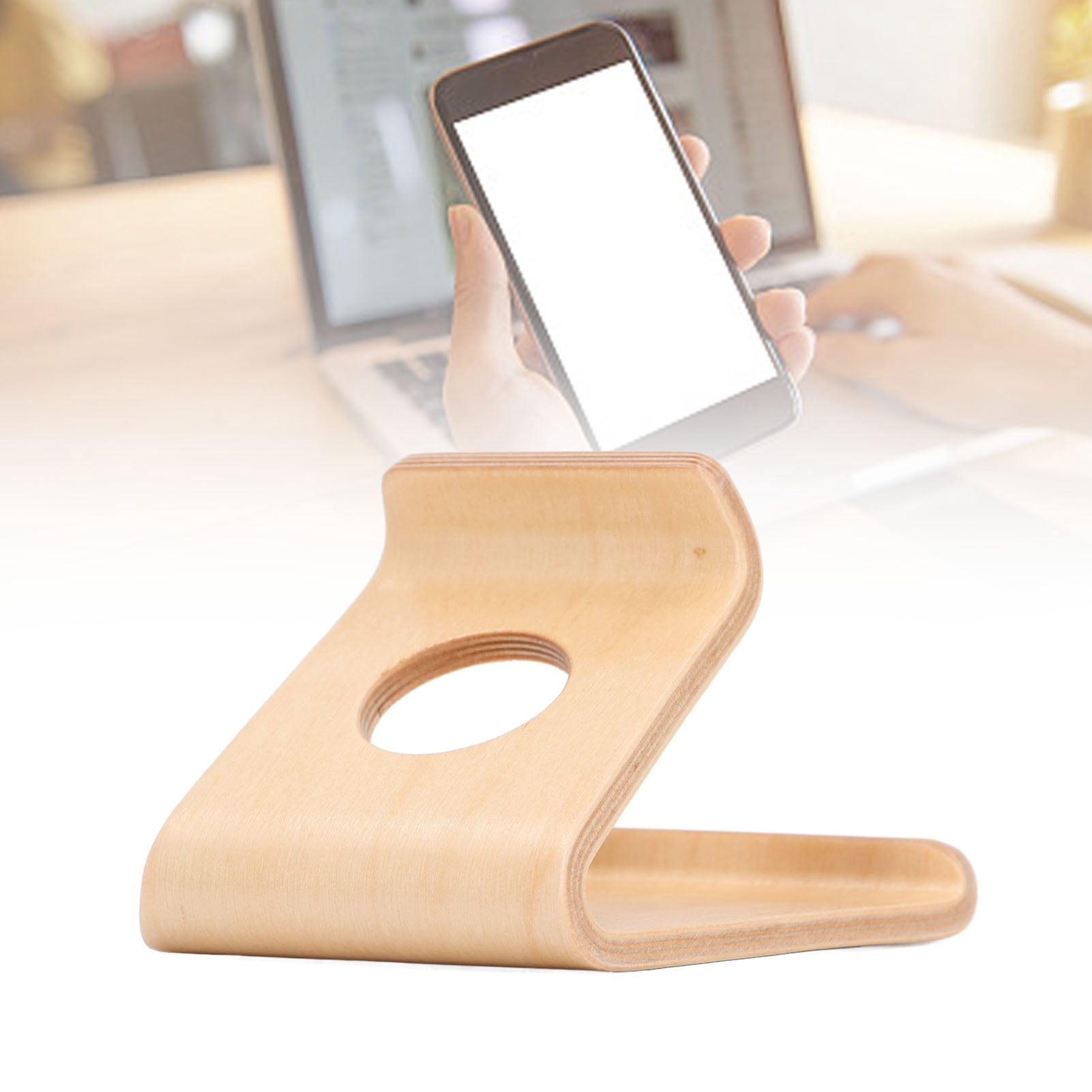 Wooden Cell Phone Stand, Universal Mobile Phone Holder Stand Non Slip Stable Desktop Phone Stand for IOS Phones, for  Phones, Tablets Holder for Desk