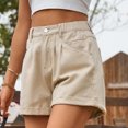 thumbnail image 3 of Jovati Casual Short Jeans for Women, Mid-Rise Button-Front Zipper Denim Shorts with Functional Pockets, Solid Color, Lightweight 100% Denim Fabric, 3 of 8