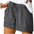 thumbnail image 1 of Womens Comfy Drawstring Splice Casual Elastic Waist Pocketed Loose Shorts Pants, 1 of 4