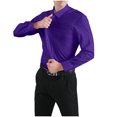thumbnail image 1 of RXIRUCGD Chemises pour Hommes Décontractées Mode Unies en Tissu Élastique à Col Rabattu avec Boutons, Violet, Taille : L, 1 of 4