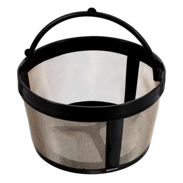 Miangastore Filtre à Café Réutilisable Panier Multi-Tasses Filtre à Café en Acier Inoxydable et Plastique avec Cadre Noir et design à Maille fine. le Filtre Présente une Poignée Pratique pour un Nettoyage et un Remplacement Faciles, compatible avec Diverses Marques de Machines à Café. Convient à la Maison et au Bureau.