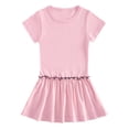 thumbnail image 1 of Liquidation d'Économies d'Été! WRKEKC Robe d'Été pour Fille, Robe Décontractée pour Fille, Robe Plissée d'Été Unie à Manches Courtes et Col Rond pour Fille 7 Ans, 1 of 2