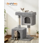 Feandrea Cat Tree, 33.1-Inch Cat Tower, L, Cat Condo for Large Cats up to 16 lb, Large Cat Perch, 2 Cat Caves, Scratching Post, Light Gray