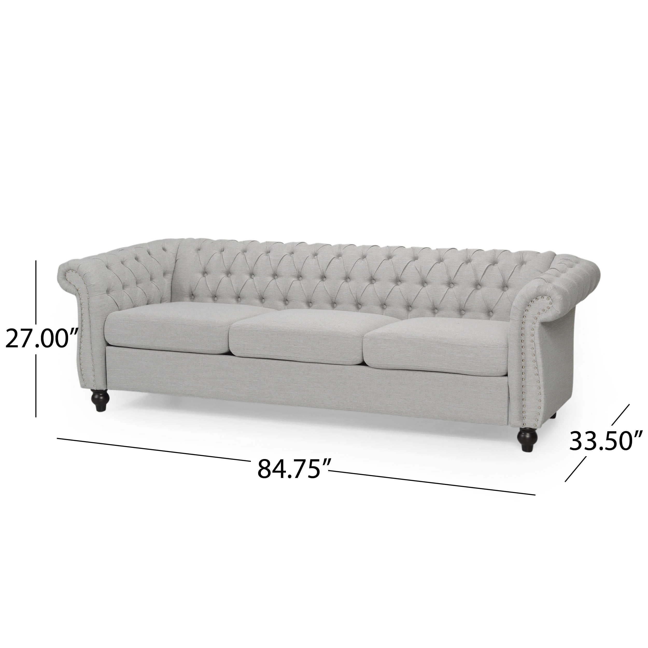 Canapé Chesterfield Noble House 215 cm, capitonnage profond, beige