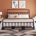 thumbnail image 2 of Fullfurnique Classic Iron Platform Bed with High Headboard and Footboard, King, Black, 2 of 9