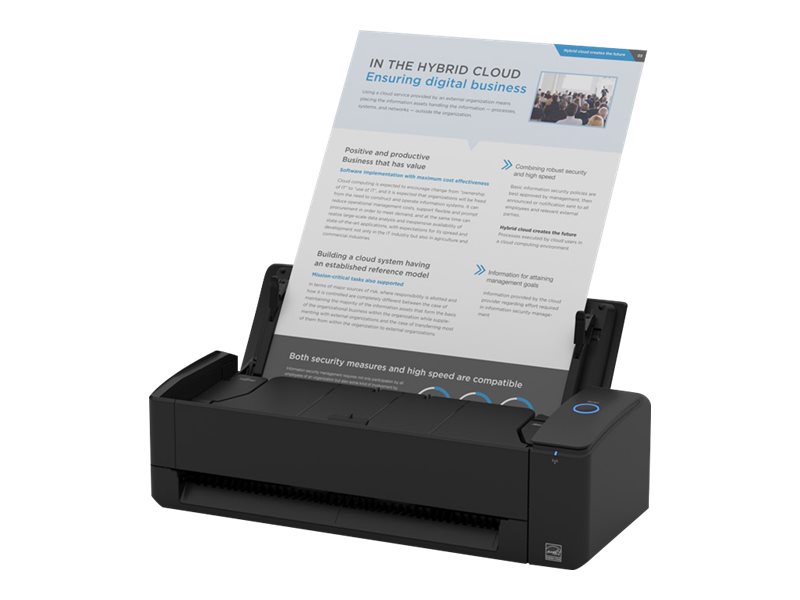 Ricoh ScanSnap iX1300 Document couleur double face sans fil ou USB compact, scanner photo et reçu avec alimentateur automatique de documents et alimentateur manuel pour Mac ou PC, noir