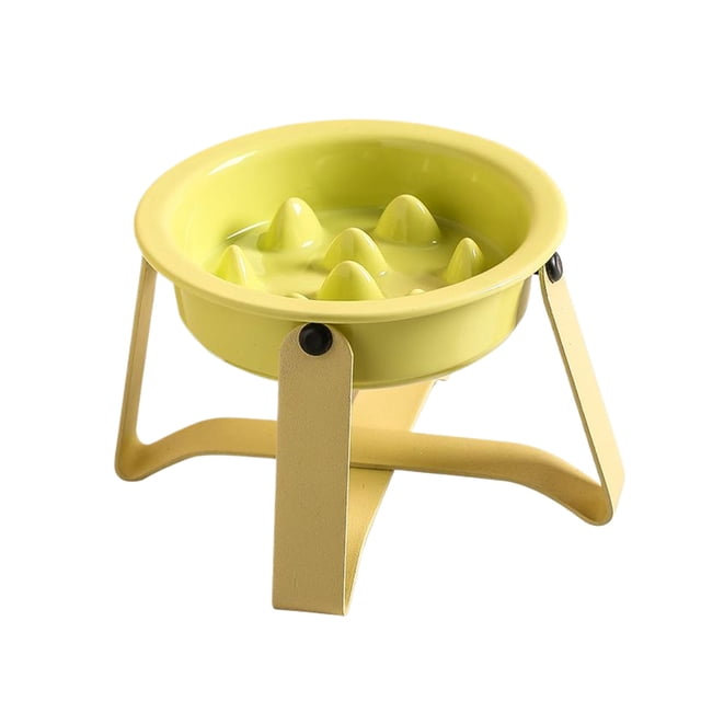 Decodeary Ceramic Slow Food Bowl For Pets Wear-resistant Heat-resistant Improve Feeding Habits Plate Is green
