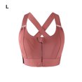 thumbnail image 2 of Langgg Front Zipper Sports Bra Comfortable Compression Fit Gym Athletic Support Breathable Sports Bras Vest Red L, 2 of 6