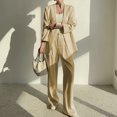 thumbnail image 2 of Timegard 2 Piece Suits Set for Women Button V Neck Open Front Jackets Business Office Wide Leg Pant Blazer Outfits, 2 of 6