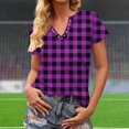 thumbnail image 3 of Liquidation d'Économies! Hauts pour Femmes Grande Taille, Blouse d'Été à Manches Courtes pour Femmes, T-shirt Blouse à Col Rond à Boutons Imprimé à Manches Courtes pour Femmes, 3 of 4