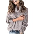 thumbnail image 1 of TIMIFIS Women's Turtleneck Oversized Sweaters Fall Long Sleeve Spilt Hem Tunic Pullover Sweater Knit Tops Ribbed Knit Pullover Sweater Jumper Tops OuterwearFall/Winter, 1 of 5