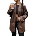 thumbnail image 2 of Kmbangi Female Coat Solid Color Tailored Collar Long Sleeve Suit Jacket, 2 of 8