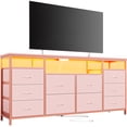thumbnail image 1 of TV Stand with 10 Fabric Drawers for 65 70 75 Inches TV, 63" W Entertainment Center TV Console Table with LED Lights & Power Outlets & Open Storage Shelves, 1 of 8