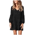 thumbnail image 1 of Ketyyh-chn99 Robe Femme Robe Évasée à Fleurs Robe Décontractée Mini Robe Ample Confortable à Rayures Manches Longues Longue Robe Noir,m, 1 of 5
