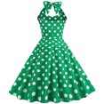 thumbnail image 4 of Pompotops Mode Été Femmes Rétro Vague Dos Nu Sans Manches Ceinture Aguichant Robe Mini, 4 of 4