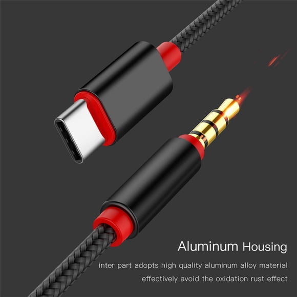 C Type to 3.5mm Audio Adapter Nylon Woven with Aluminum Housing for Car Audio and Headphones High Fidelity Sound