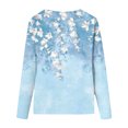 thumbnail image 4 of IROINID en Solde T-Shirt à Manches Longues en Polyester pour Femmes Confortable Dames Col Rond Hauts Amples T-Shirts Imprimés Blouse, Bleu Clair, 4 of 5