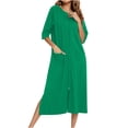 thumbnail image 1 of Zip Up Robe for Women Long Housecoat Soft Nightgown with Pockets, 1 of 6