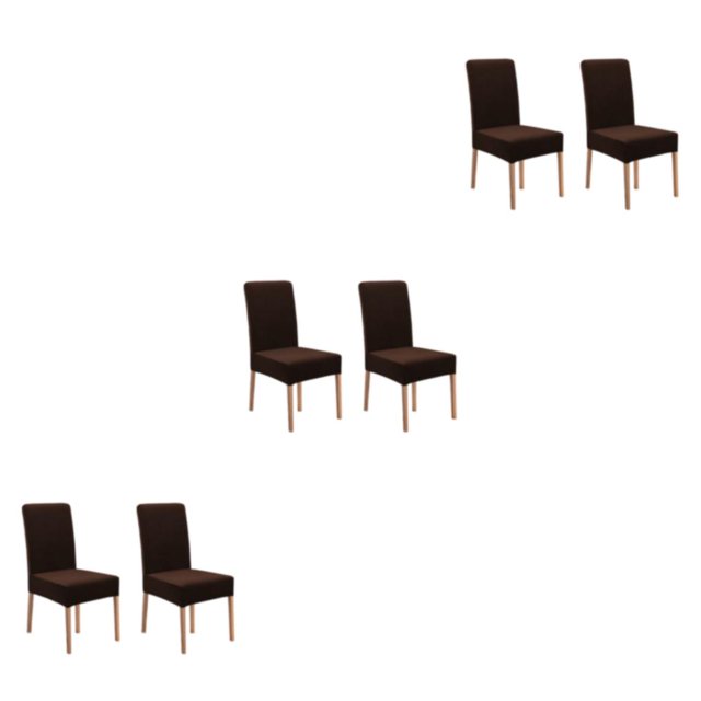 Youkk 2pcs/set Dirt-proof Velvet Chair Covers - Exquisite Craft Elastic Belt Machine Washable Dining Room Brown 2 pcs 3Set