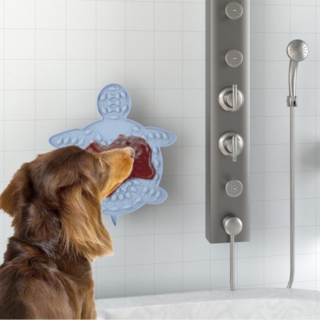 Creative Turtle Shaped Silicone Licking Pad With Strong Suction Cup Pet Slow Food Bowl