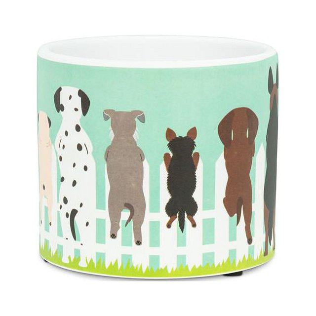 Abbott Collection AB-27-PL-DM-03-SM 4.5 in. Dogs on Fence Planter, Turquoise - Small