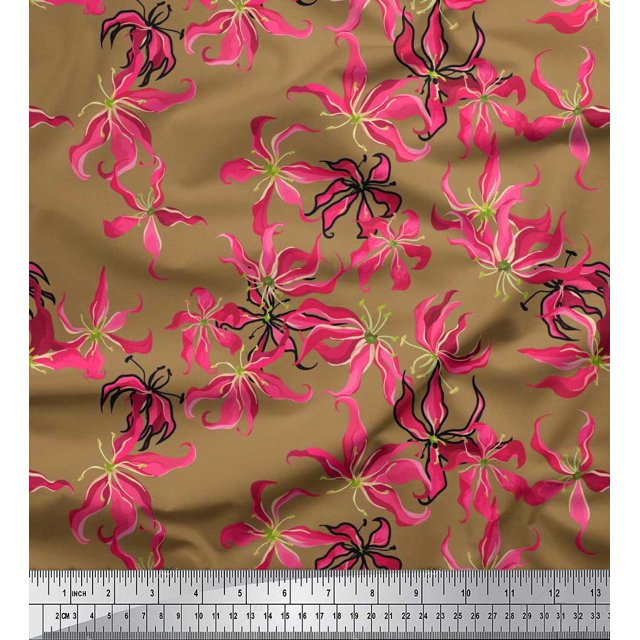 Soimoi Rayon Fabric Wildflower Floral Print Sewing Fabric Yard 42 Inch Wide