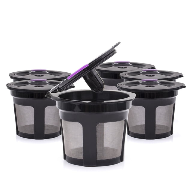 Capsules de Café Tasse Rechargeable Filtres à Café Réutilisables Capsules Dosettes Conception Intégrée Passoire en Maille en Acier Inoxydable de Remplacement pour Keurig 2.0 et 1.0 avec Brosse et Cuillère Lot de 8