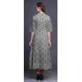 thumbnail image 4 of Bimba Robe Anarkali Imprimée Ikat Ethnique Noire pour Femmes, Col Mandarin, Kurtis Indiens, Kurta Asymétrique - Moyen, 4 of 5
