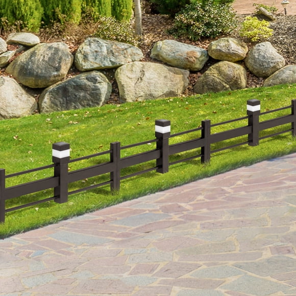 Sunjoy Iron Solar Garden Border Fencing, Metal Lattice Fence Panel Outdoor Decorative Garden Fences(5-pack)
