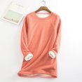 thumbnail image 2 of Chandail en Molleton Doublé Sherpa en Polaire pour Femmes, Chandail Chaud d'Hiver, Col Rond, Automne, Tunique de Détente, Rouge Melon D\'eau 2TG, 2 of 7