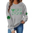 thumbnail image 1 of Tauxra Chandail à Col Rond à Manches Longues pour Femmes, Haut Décontracté à Enfiler avec Imprimé de Trèfle de la Saint-Patrick pour Femmes, Tenues de Fête des Fêtes, Tissu Doux en Polyester Teint au Fil, 1 of 4