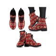 thumbnail image 3 of UKAP Women Leather Boot Floral Short Bootie Lace Up Ankle Boots Work Booties Waterproof Red 9, 3 of 3