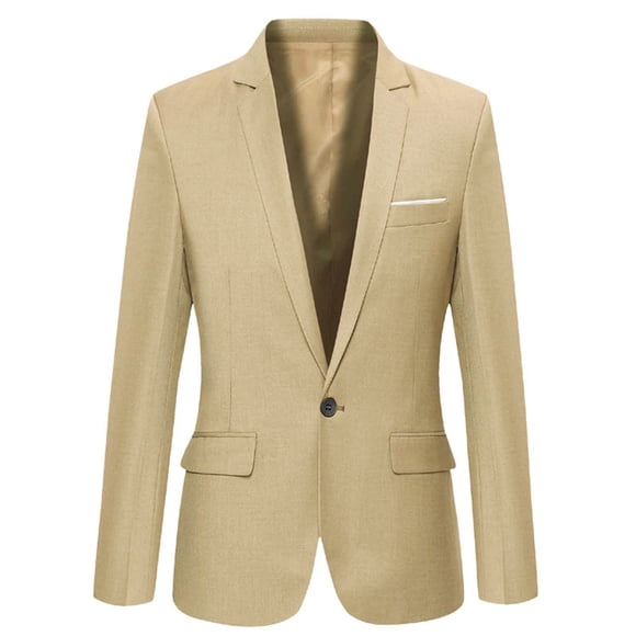Boys Blazer Suit Jackets Casual Long Sleeve Open Front Kids Wedding Formal Suits Jacket Boy School Uniform Tuxedo Outfit, Khaki, 10-11 Years