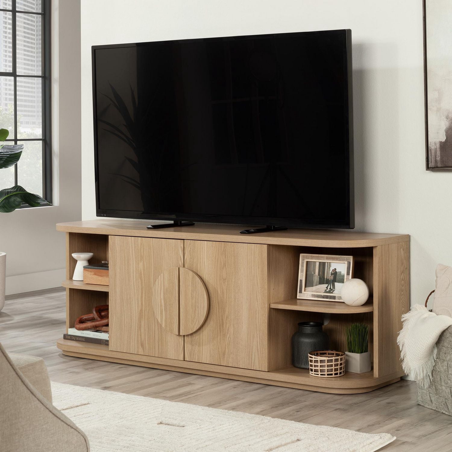 Sauder Select TV Stand for TV's up to 65", Harmony Ash Finish