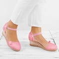 thumbnail image 2 of Kcodviy Femmes Dames Sandales Rétro en Lin à Plateforme Femmes Sandales Compensées en Toile Bout Rond Sandales à Strass pour Femmes Sandales Décontractées Chaussures Simples, 2 of 8