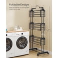 thumbnail image 4 of SONGMICS Clothes Drying Rack 4-Tier, Foldable Laundry Drying Rack 173 cm Tall, Stainless Steel, Rolling Clothes Horses, Laundry Airer, Indoor Outdoor Use, Ink Black, 4 of 5