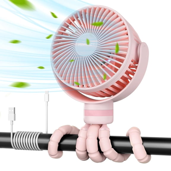 Momcozy Portable Stroller Fan, USB Rechargeable and Handheld Cooling Fan for Travel, Car Seat, Bedroom