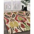 thumbnail image 3 of Ahgly Company Tapis d'Intérieur Ronds Transitionnels Jaunes Lavables à la Machine, 4 Pieds Rond, 3 of 7