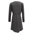 thumbnail image 4 of Pompotops Femmes Casual Couleur Unie V-Cou de la Mode à Manches Longues Bouton Robe Ceinture, 4 of 4