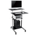 thumbnail image 1 of Bureau Debout Mobile Polyvalent, Poste de Travail Informatique Roulant pour Bureau à Domicile, Bureau pour Portable avec Tablette pour Imprimante et Espace pour Clavier, Hauteur Réglable, 1 of 9