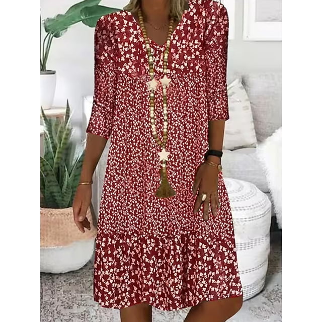 2024 Robe Tendance Grande Taille pour Femmes Été Imprimé Manches Courtes Ample Décontractée Robes Femme Élégante Mode Plage Vêtements pour Dames