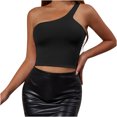 thumbnail image 1 of AherBiu Hauts de Sortie pour Femmes, Camisole Sans Manches à Épaules Dénudées, Ajustée, Moulante, Extensible, Hauts Courts, 1 of 7